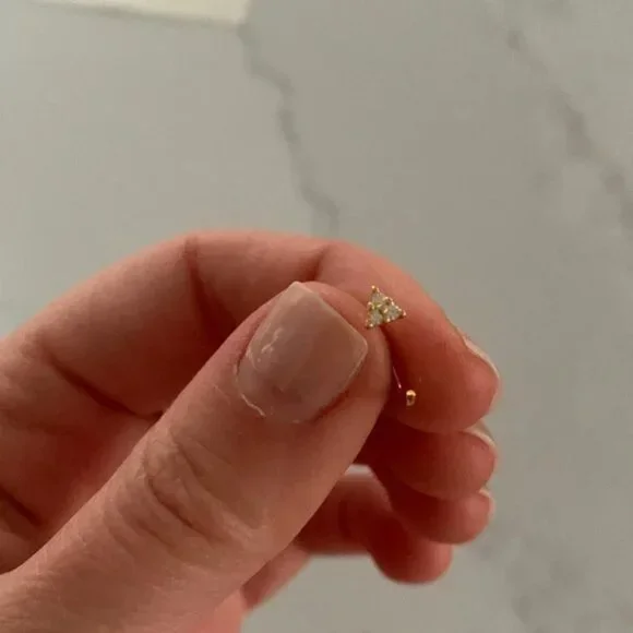 The Zania Gold open huggie hoop with CZ hoop earrings - Picture 3 of 4